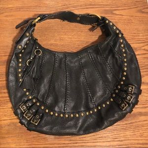 Isabella Fiore black leather hobo bag